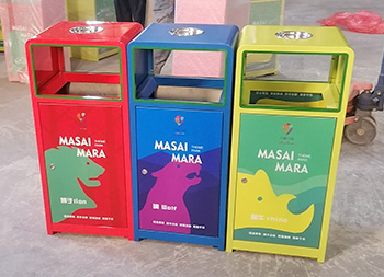 户外三色加厚不锈钢分类垃圾桶主图