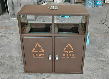 户外喷塑咖色不锈钢分类垃圾桶主图