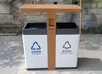 户外双开门不锈钢分类垃圾桶主图