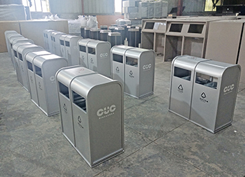 户外喷塑双开门两连体不锈钢分类垃圾桶主图