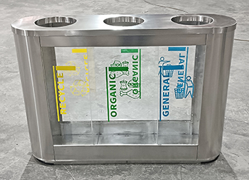 室内机场透明三分类不锈钢垃圾桶主图