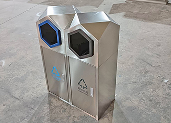 户外菱形组合式不锈钢分类垃圾桶主图