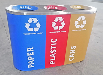 出口贸易室内商用三分类不锈钢垃圾桶主图