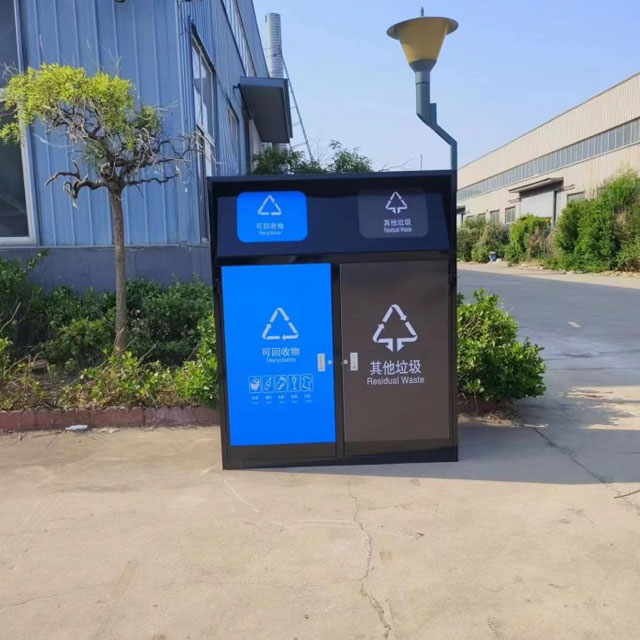 户外密闭式带盖240升不锈钢分类垃圾桶主图