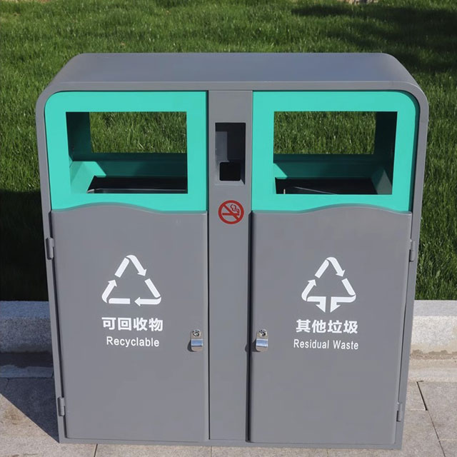 城市街道喷粉不锈钢分类垃圾桶主图