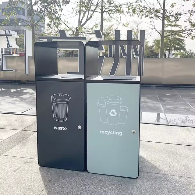 出口贸易组合式两分类不锈钢垃圾桶主图