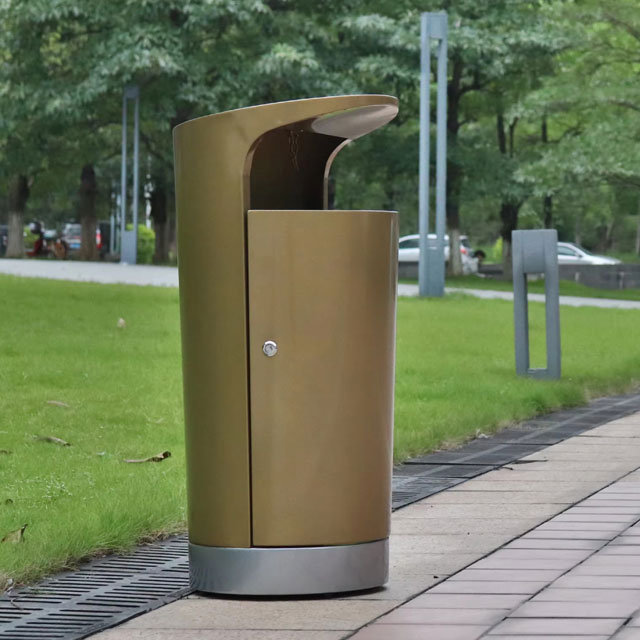 户外圆柱形电镀不锈钢垃圾桶主图