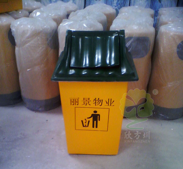 玻璃钢屋型物业垃圾桶图片