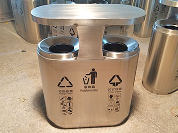 高档小区双分类不锈钢垃圾桶主图