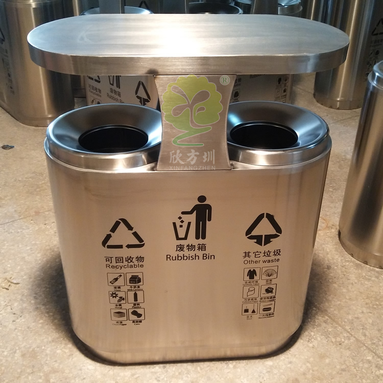高档小区双分类不锈钢垃圾桶