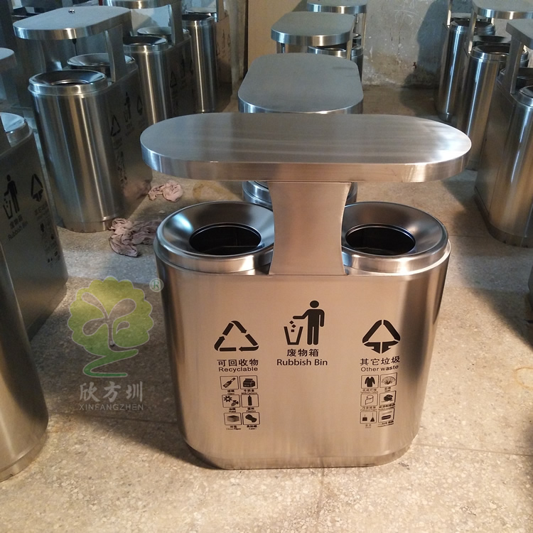 高档小区双分类不锈钢垃圾桶