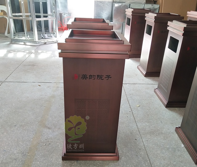 物业电梯口方形不锈钢果皮箱