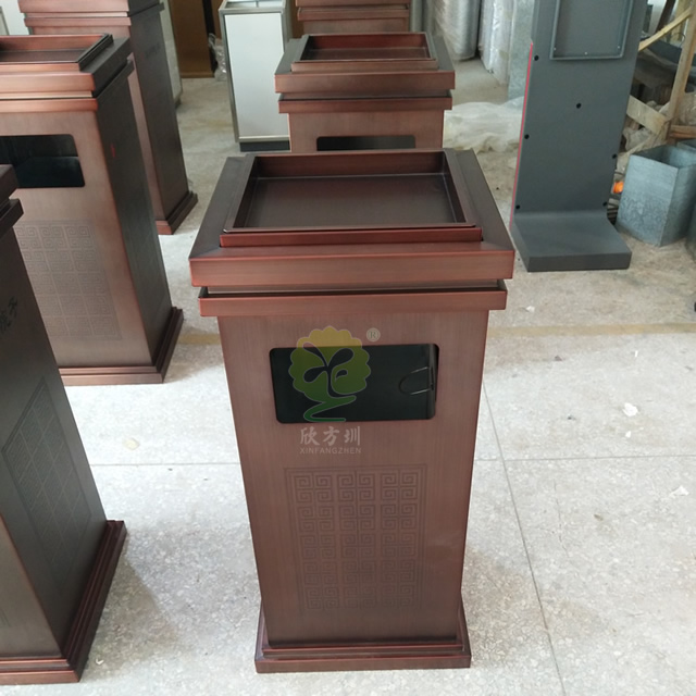 物业电梯口方形不锈钢果皮箱