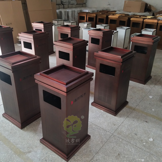 物业电梯口方形不锈钢果皮箱