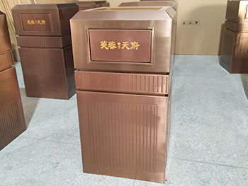 室内高档电镀古铜色不锈钢垃圾桶主图