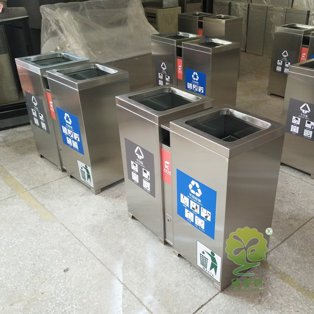 室内环卫两分类不锈钢垃圾桶