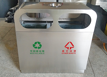 室外保洁双分类不锈钢垃圾桶主图
