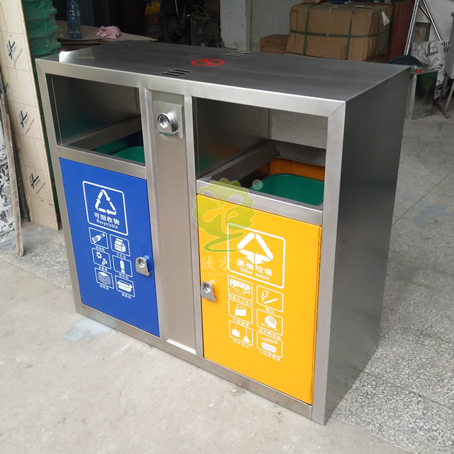 街道市政两分类不锈钢垃圾桶