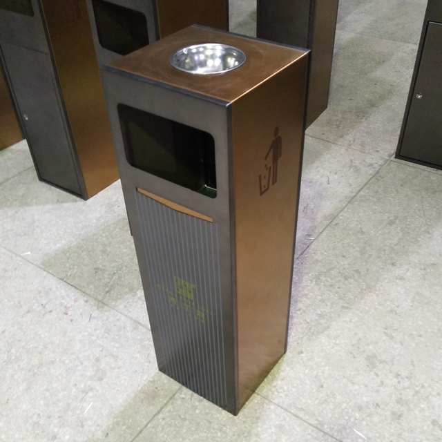 电镀室内方形不锈钢果皮箱