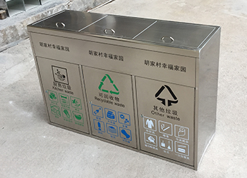 社区有盖三分类不锈钢垃圾箱主图