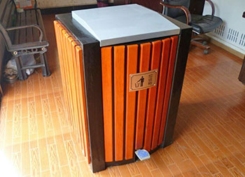 小型室内脚踏式钢木果皮箱主图