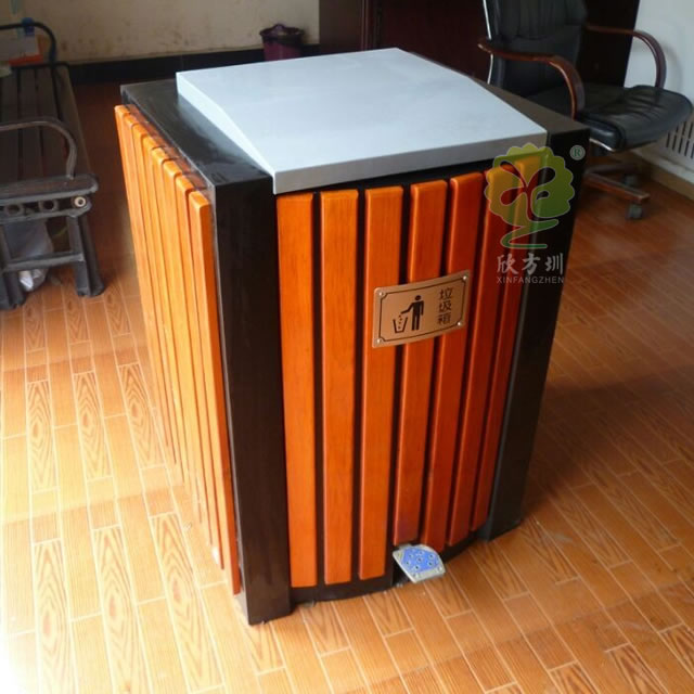 小型室内脚踏式钢木果皮箱