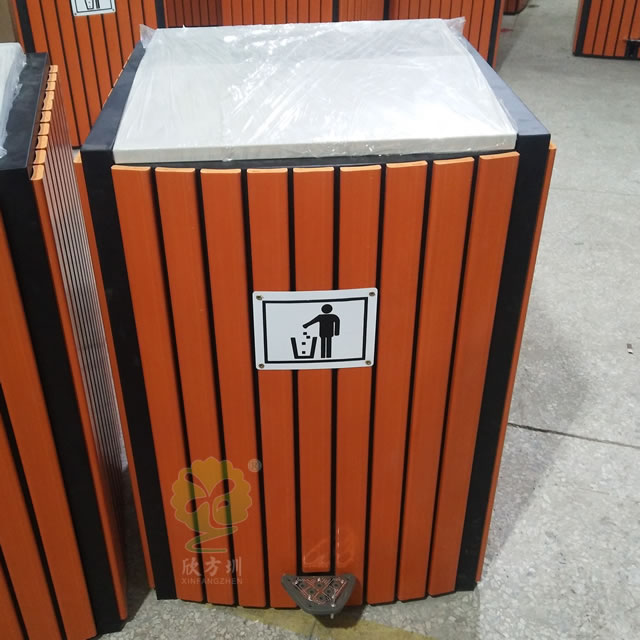 小型室内脚踏式钢木果皮箱