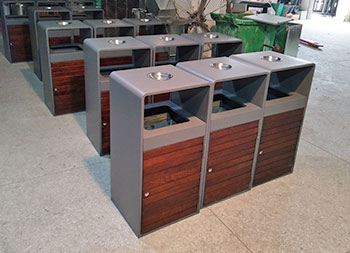 街道组合式分类钢木垃圾桶主图