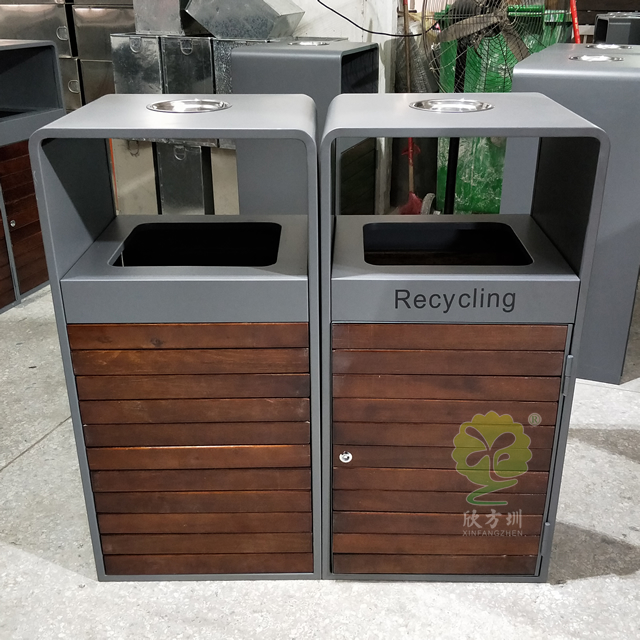 街道组合式分类钢木垃圾桶