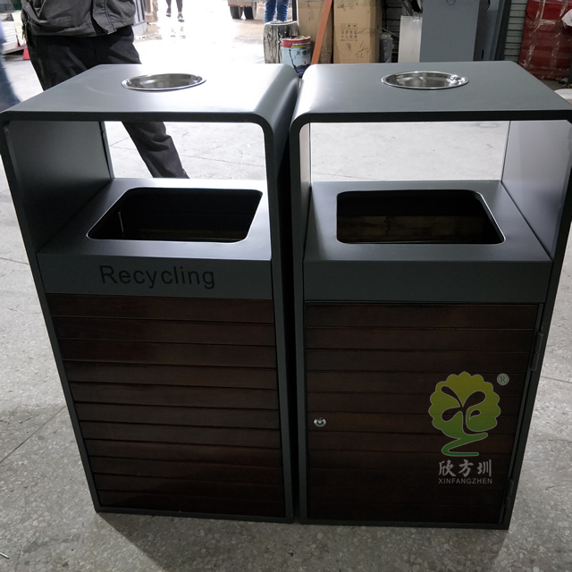 街道组合式分类钢木垃圾桶
