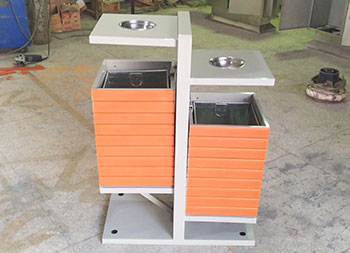 户外公园两分类钢木垃圾桶主图