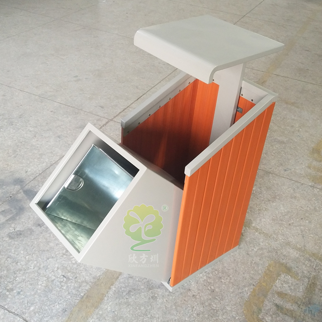 户外公园单筒钢木果皮箱 户外公园单筒钢木果皮箱