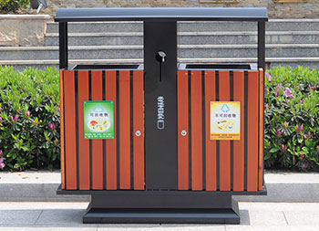 物业户外分类钢木垃圾箱主图