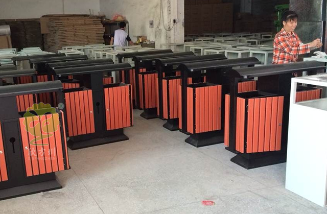 物业户外分类钢木垃圾箱