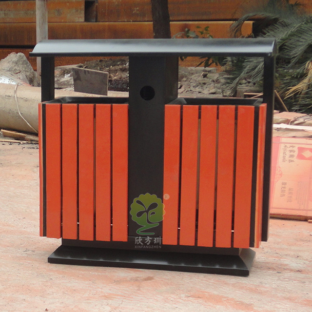 物业户外分类钢木垃圾箱