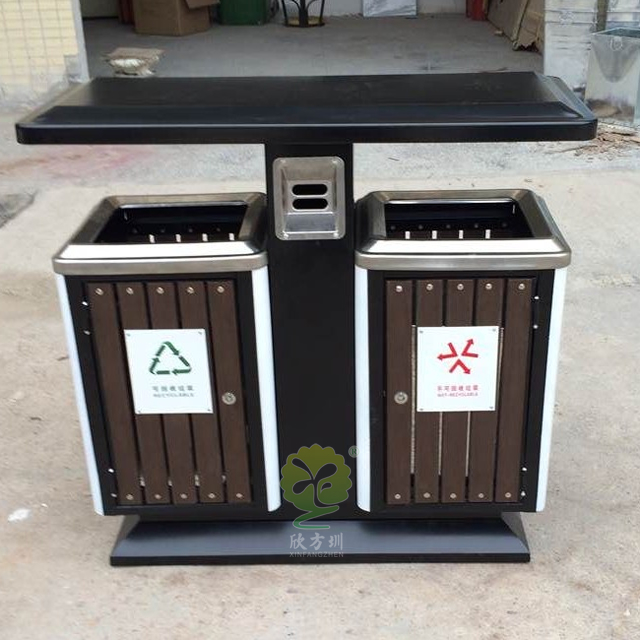 物业小区分类钢木垃圾箱