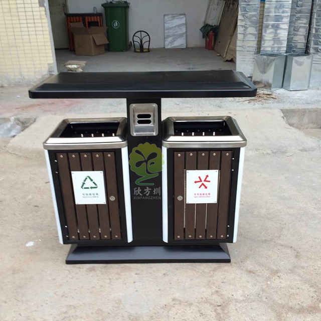 物业小区分类钢木垃圾箱