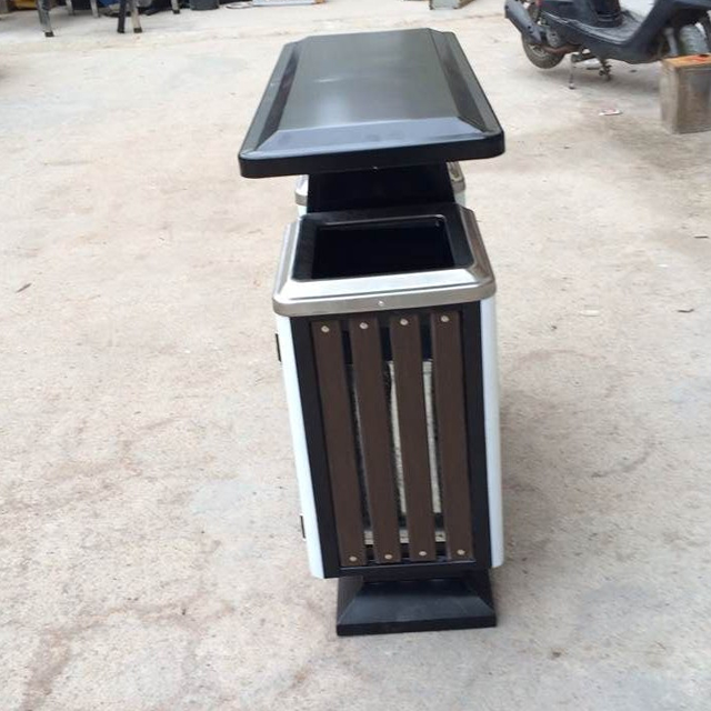 物业小区分类钢木垃圾箱