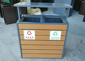 街道简洁分类钢木垃圾箱主图