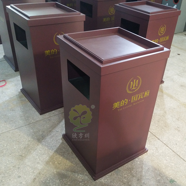 喷塑物业室内方形钢制果皮箱