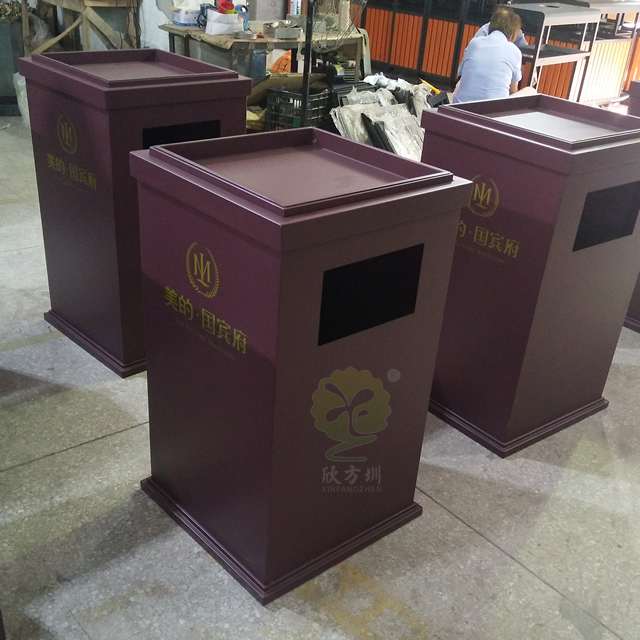 喷塑物业室内方形钢制果皮箱