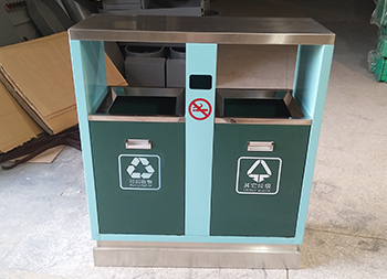 学校校园户外两分类钢制垃圾箱主图