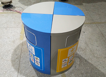 圆柱形组合式分类钢制垃圾桶主图