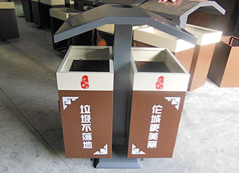 小区仿屋形分类钢制垃圾箱主图