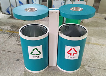 户外圆柱形分类钢制垃圾桶主图
