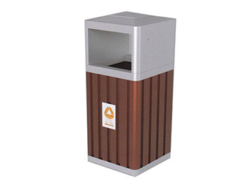 户外单桶分类钢木垃圾桶